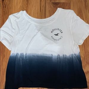Short sleeve white/ blue t shirt size S Hollister